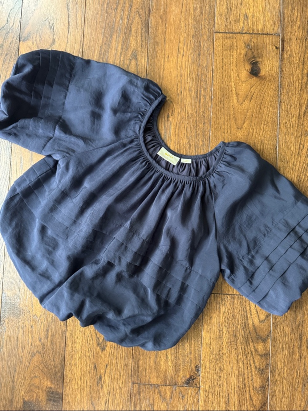 Anthropologie Maeve Navy Puff Sleeve Top